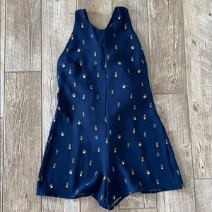 ZARA “Trafaluc” backless navy blue cactus romper